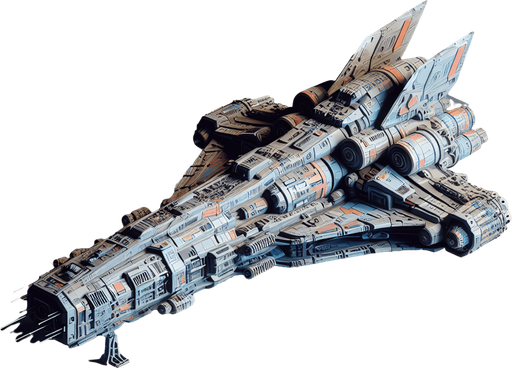 spaceship.
Single Game Texture. In-Game asset. 2d. Blank background. High contrast. No shadows.