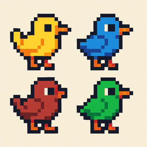 2D pixel birds.
In-Game asset.  2d.  High contrast.  No shadows
