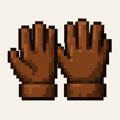pixel brown gloves.
In-Game asset.  2d.  High contrast.  No shadows