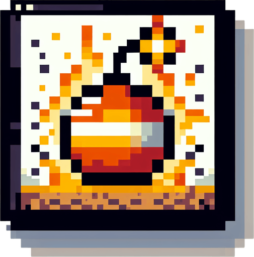 pixel art of a square tnt explosion. Single Game Texture. In-Game asset. 2d. Blank background. High contrast. No shadows.