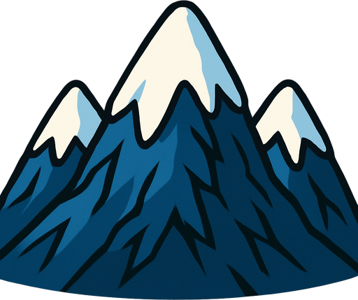 montañas con nieve en la punta animadas.
In-Game asset.  2d.  High contrast.  No shadows