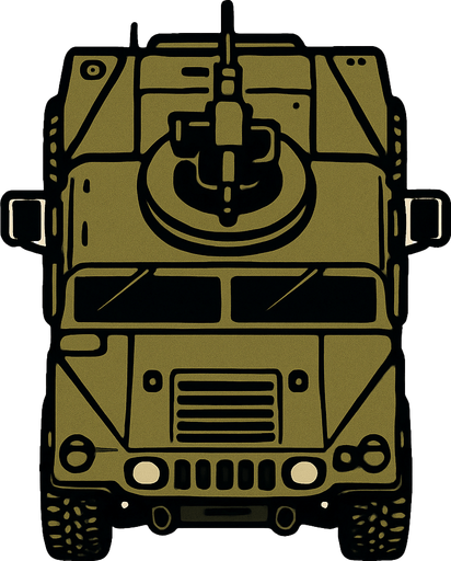 Top view of a military Humv ground vehicle.
In-Game asset.  2d.  High contrast.  No shadows