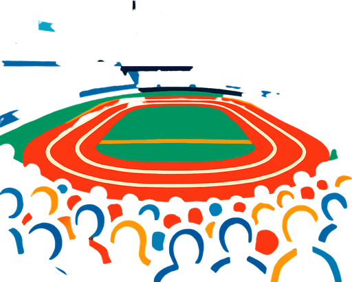 olympic stadium with people watching.
In-Game asset.  2d.  High contrast.  No shadows