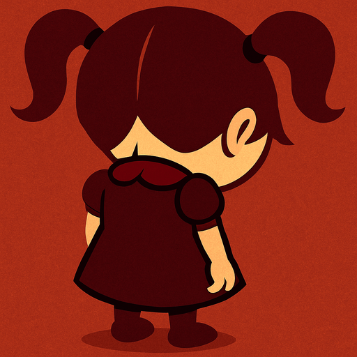 downward looking devil little girl turned back