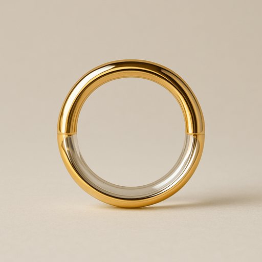 Golden ring with transparent middle. Front view
