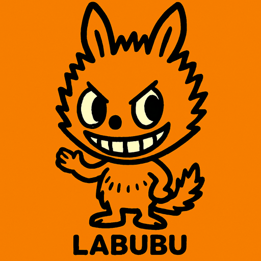 Orange Labubu.
In-Game asset.  2d.  High contrast.  No shadows
