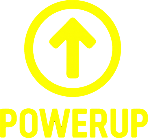 NeonYellow powerup logo.
In-Game asset.  2d.  High contrast.  No shadows