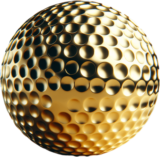 Balle de golf en or.
Single Game Texture. In-Game asset. 2d. Blank background. High contrast. No shadows.