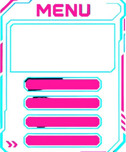 Empty cyberpunk style menu design.
In-Game asset.  2d.  High contrast.  No shadows