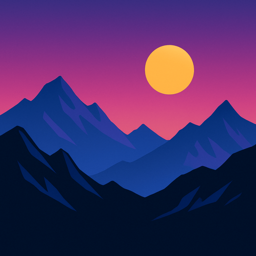 Evening image of a mountain range easily looping.
In-Game asset.  2d.  High contrast.  No shadows