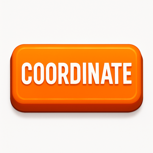 Button "Coordinate". orange color
In-Game asset.  High contrast.  No shadows. 3D