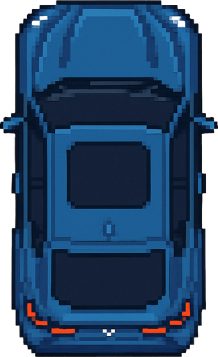 BMW X6 pixel art bird's eye view.
In-Game asset.  2d.  High contrast.  No shadows
