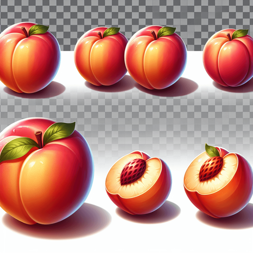 a peach fruit png.
Single Game Texture. In-Game asset. 2d. Blank background. High contrast. No shadows.