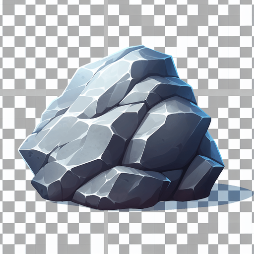 A rough edged rock. Transparent image..
Single Game Texture. In-Game asset. 2d. Blank background. High contrast. No shadows.