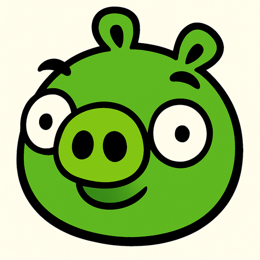 a grene pig.
In-Game asset.  2d.  High contrast.  No shadows