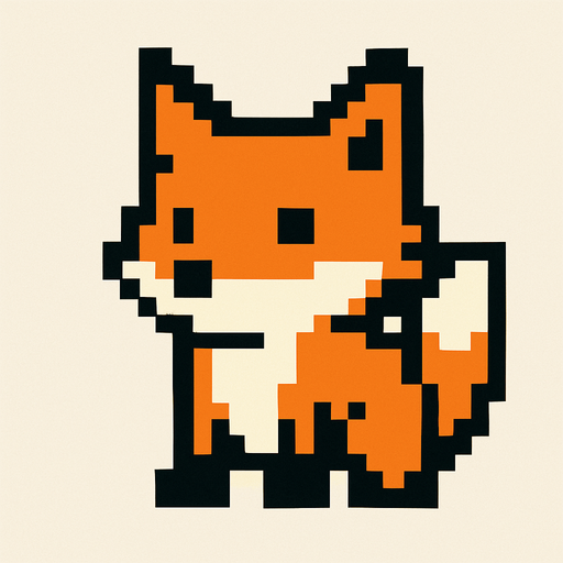 Fox pixel.
In-Game asset.  2d.  High contrast.  No shadows