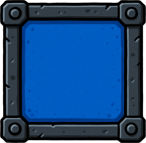 Fondo azul con un marco de hierro.
In-Game asset.  2d.  High contrast.  No shadows