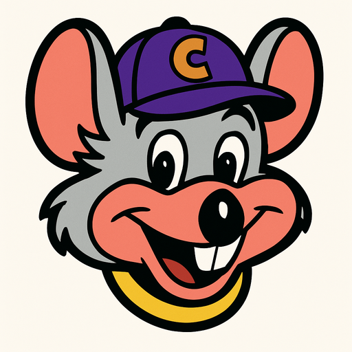chuck e cheese head.
In-Game asset.  2d.  High contrast.  No shadows