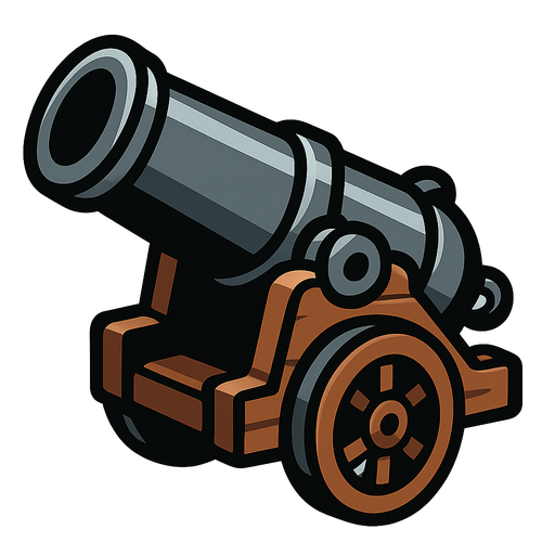 Cannon.
In-Game asset.  2d.  High contrast.  No shadows