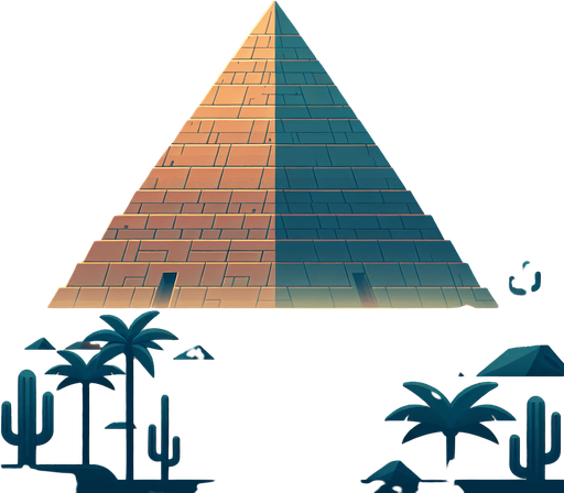 An animated image of a desert with a pyramid.
Single Game Texture. In-Game asset. 2d. Blank background. High contrast. No shadows.