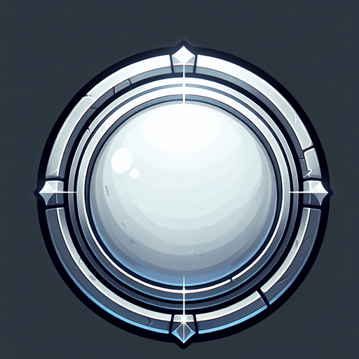 white circle. metallic. light bevel on edge.
Single Game Texture. In-Game asset. 2d. Blank background. High contrast. No shadows.