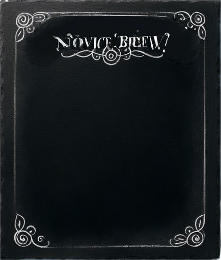 Text "NOVICE BREW" handwritten in white chalk