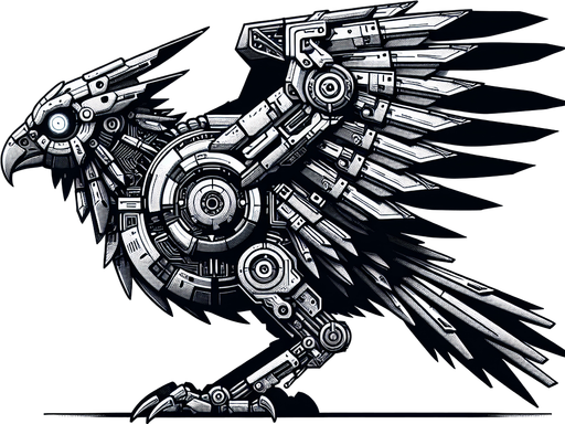 Sci Fi bird enemy. Side on 2D.
In-Game asset.  High contrast.  No shadows