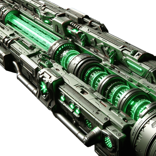 elongated futuristic laser canon gun green.
top view