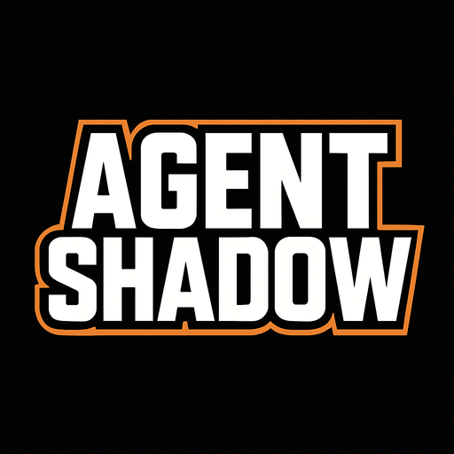 only text no image, agent shadow text logo for agent game.
In-Game asset.  2d.  High contrast.  No shadows