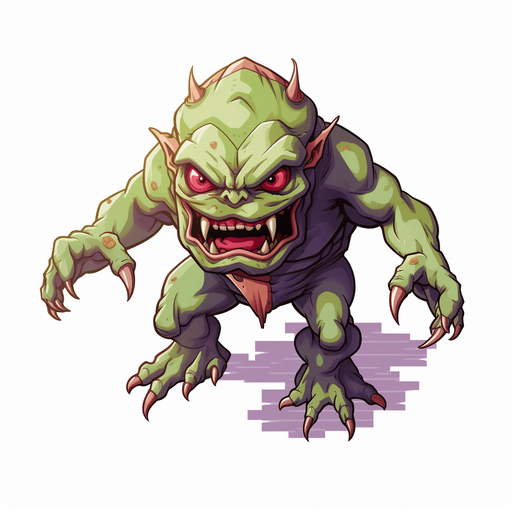 enemy goblin , Pixel art, 16 bit, isometric, SNES, top-down, no background, white background, low resolution, symmetrical, seen from front. No staff.