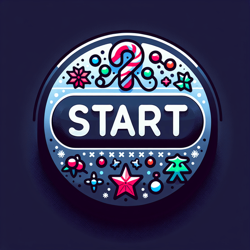 кнопка "Старт" в різдвяному стилі.
Single Game Texture. In-Game asset. 2d. Blank background. High contrast. No shadows.