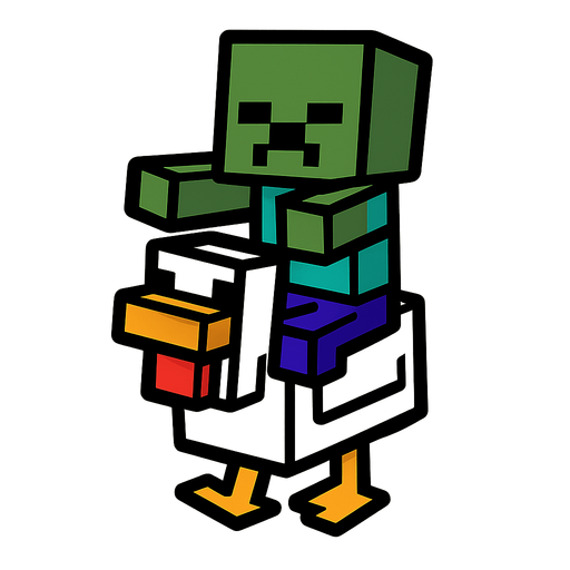 the chicken jockey meme.
In-Game asset.  2d.  High contrast.  No shadows