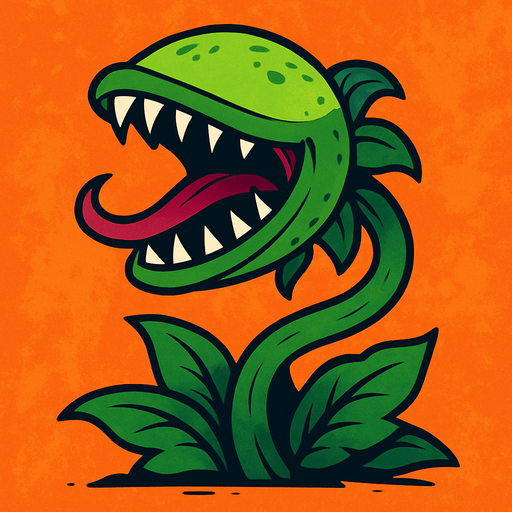 A background, this picture of a flash eating plant Not eating flesh at least not yet.
In-Game asset.  2d.  High contrast.  No shadows