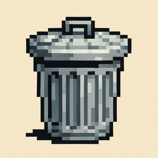 pixel art 2D trash can.
In-Game asset.  2d.  High contrast.  No shadows
