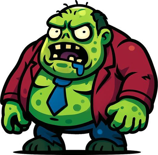 boss zombie şişko.
In-Game asset.  2d.  High contrast.  No shadows