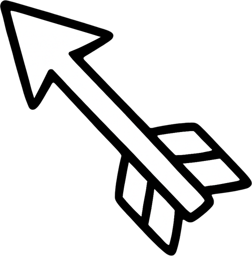 Animasyon çizgi dizi tarzında Beyaz bir ok.
In-Game asset.  2d.  High contrast.  No shadows