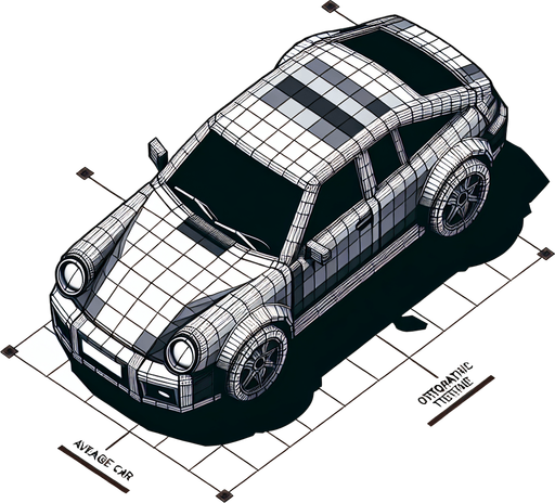 average normal car. orthographic top view.
Single Game Texture.  In-Game asset.  2d.  Blank background.  High contrast.  No shadows