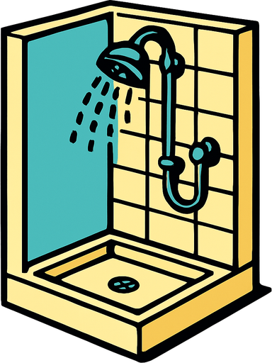 shower.
In-Game asset.  2d.  High contrast.  No shadows