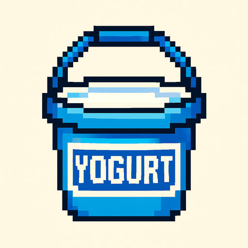 yogurt bucket, pixelart.
In-Game asset.  2d.  High contrast.  No shadows
