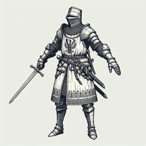 An animated image a medieval knight.
Single Game Texture. In-Game asset. 2d. Blank background. High contrast. No shadows.