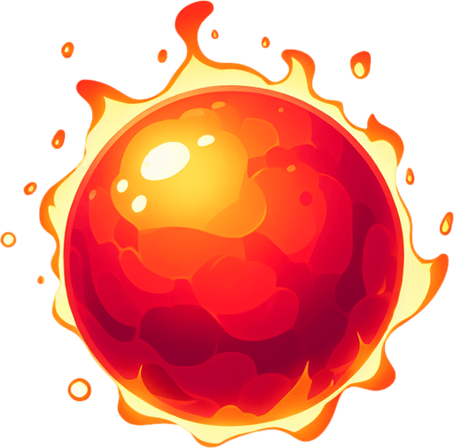 red fire ball.
Single Game Texture.  In-Game asset.  2d.  Blank background.  High contrast.  No shadows