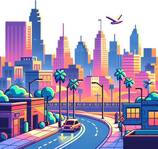 Los Santos.
Single Game Texture. In-Game asset. 2d. Blank background. High contrast. No shadows.