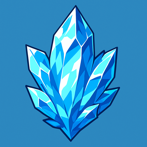 A single ice crystal. anime style.
In-Game asset.  2d.  High contrast.  No shadows