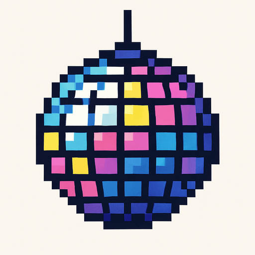 disco ball pixel art 2d.
In-Game asset.  2d.  High contrast.  No shadows