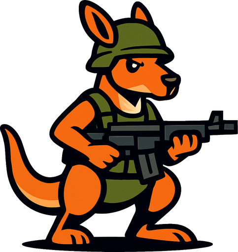 kangaroo soldier.
In-Game asset.  2d.  High contrast.  No shadows