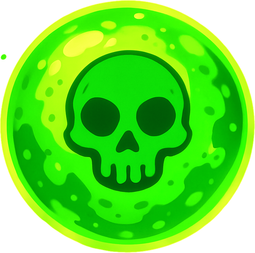 Glowing bright green Poison ball.
In-Game asset.  2d.  High contrast.  No shadows