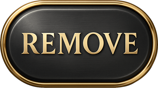 Crea un asset visual para un botón 'REMOVE' (Quitar Apuesta) para la mesa de Blackjack de lujo.

Objetivo: Un botón claro y elegante que permita al jugador quitar su apuesta actual y regresarla a cero, coherente con la opulencia del casino.

Diseño:

Forma: Puede ser un óvalo o un rectángulo con bordes suaves, que sea prominente y fácil de pulsar.

Texto Central: La palabra 'REMOVE' (o 'CLEAR BET') en mayúsculas, con una tipografía audaz, limpia y elegante de casino.

Color: Base en un color que sugiera "borrar" o "resetear" sin ser estridente. Considera un gris oscuro metálico, un plateado pulido o un bronce oscuro, con un acabado elegante.

Borde: Un borde brillante en dorado o plateado.

Efectos (si Upit lo permite):

Sutil efecto de relieve o biselado para darle profundidad.

Un ligero brillo o resplandor que lo haga destacar.

Textura que simule metal pulido o un material lujoso.

Fondo: El asset debe ser independiente con fondo transparente, listo para ser superpuesto en la inter.
In-Game asset.  2d.  High contrast.  No shadows