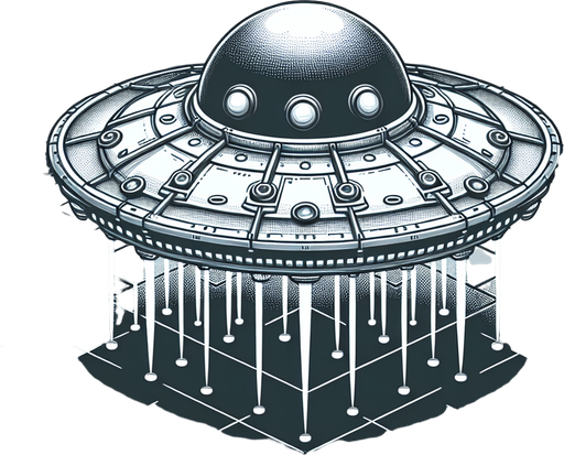 game flying saucer.
Single Game Texture.  In-Game asset.  2d.  Blank background.  High contrast.  No shadows