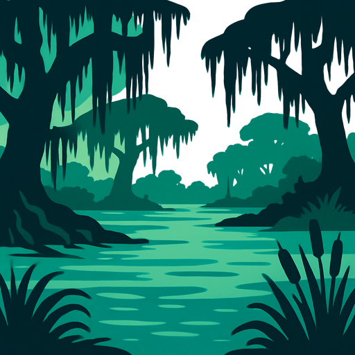 Fond d'écran marécages.
In-Game asset.  2d.  High contrast.  No shadows