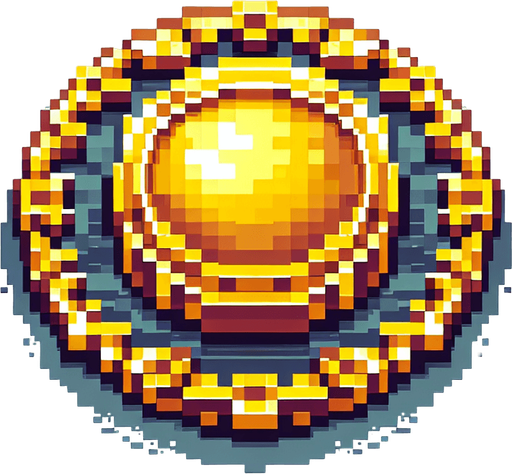 round gold medal. pixelated. 8-bit.
Single Game Texture. In-Game asset. 2d. Blank background. High contrast. No shadows.
